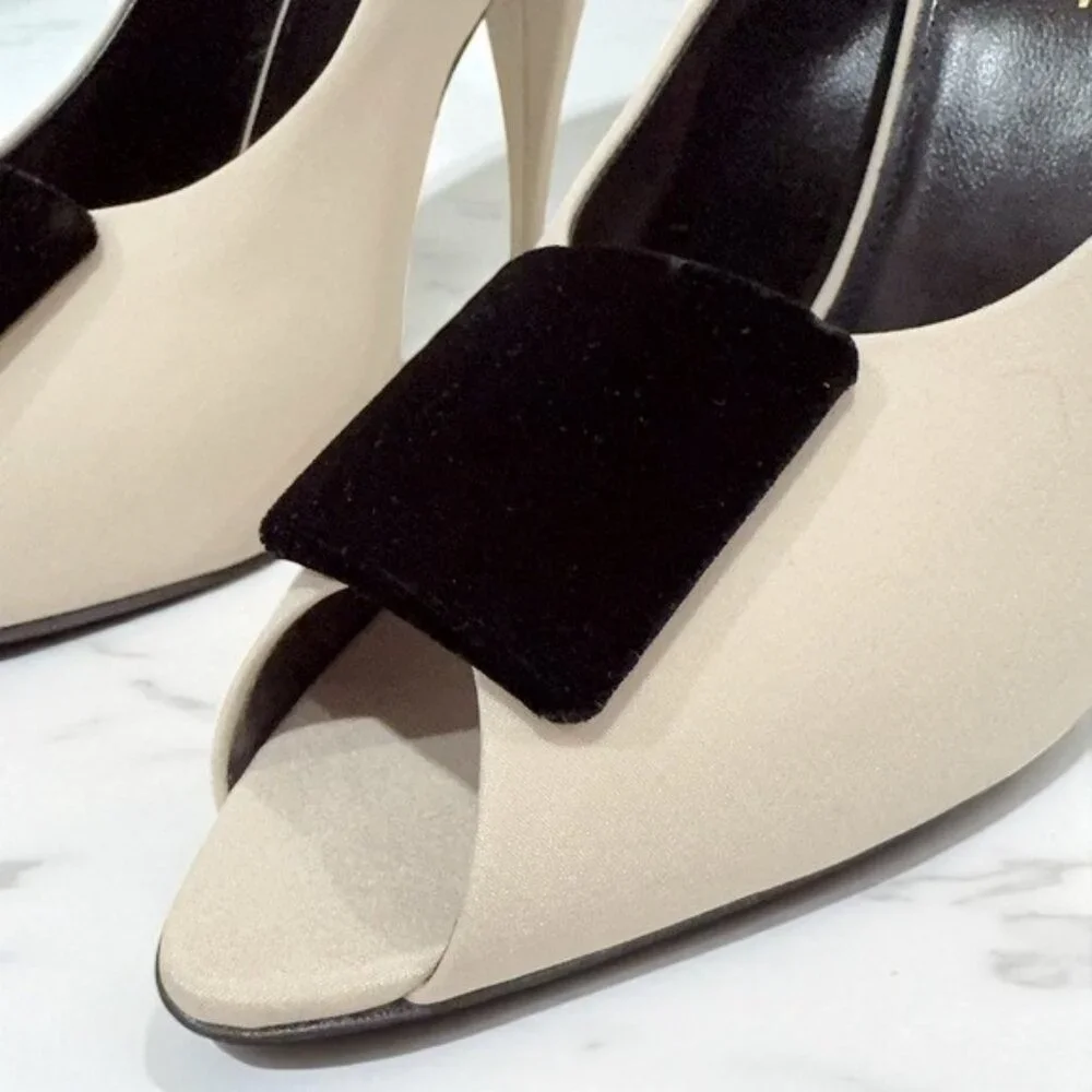 NIB Authentic Saint Laurent Franky 115 Satin Sandals Nero - Picture 6 of 11